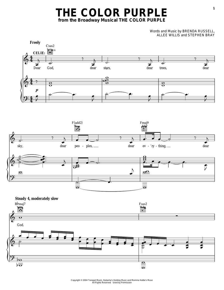 The Color Purple Guitar scores gallery preview page 1