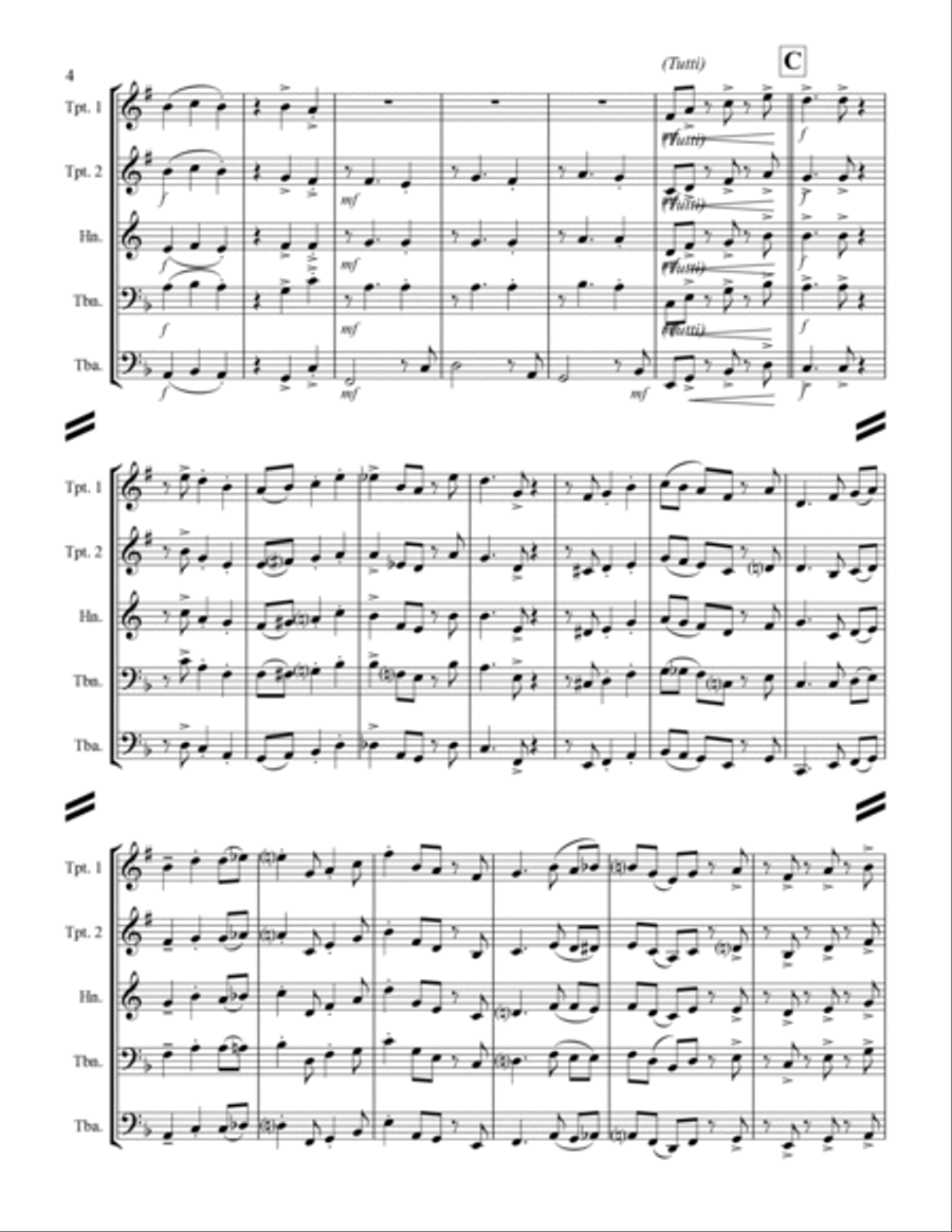 Bring a Torch Jeanette, Isabella (for Brass Quintet) Brass Quintet scores gallery preview page 5