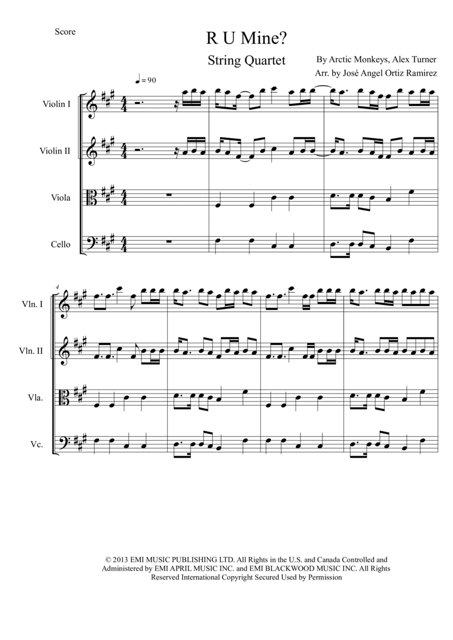 R U Mine? String Quartet scores gallery preview page 1