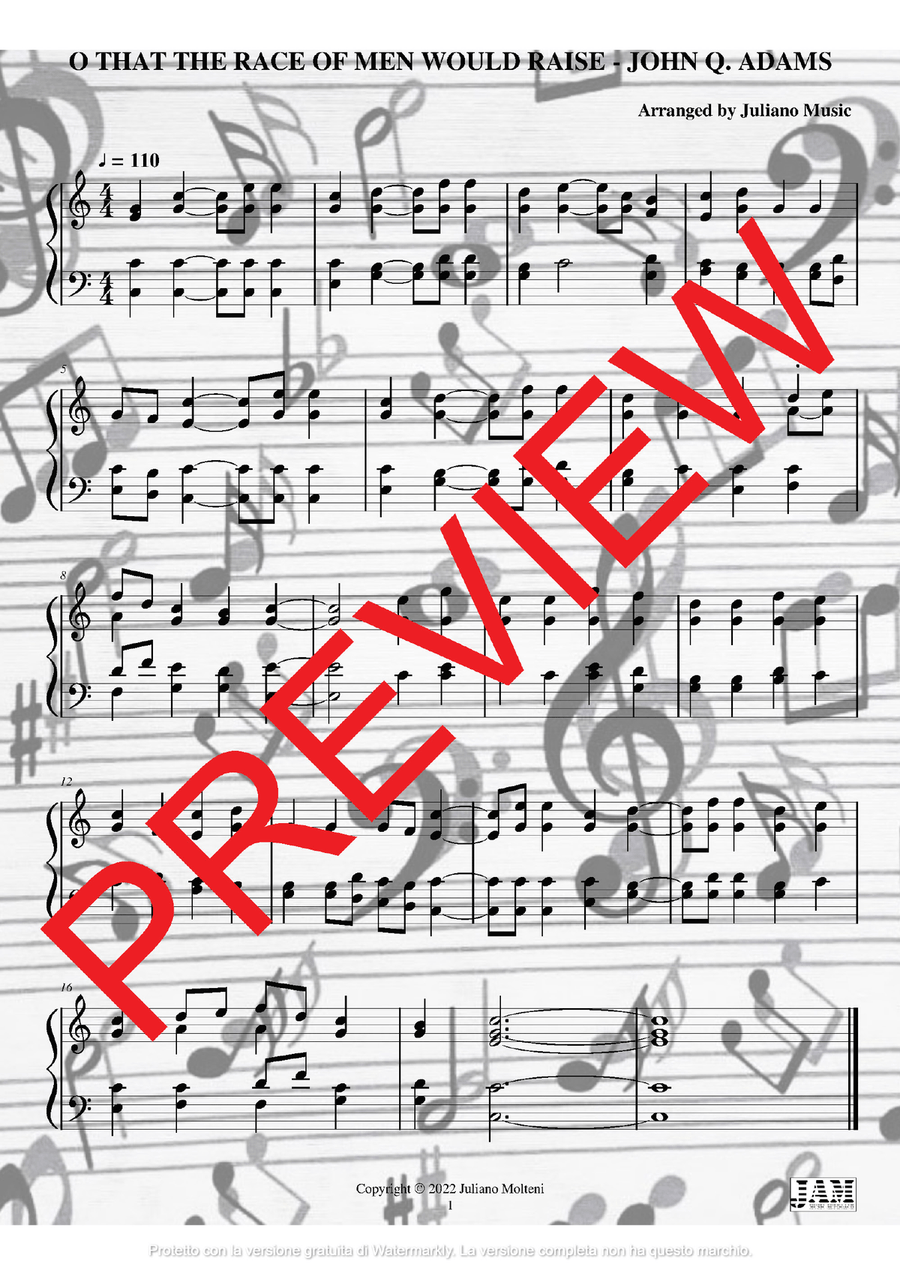 O THAT THE RACE OF MEN WOULD RAISE - JOHN Q. ADAMS (HYMN - EASY ORGAN) Organ Solo scores gallery preview page 2