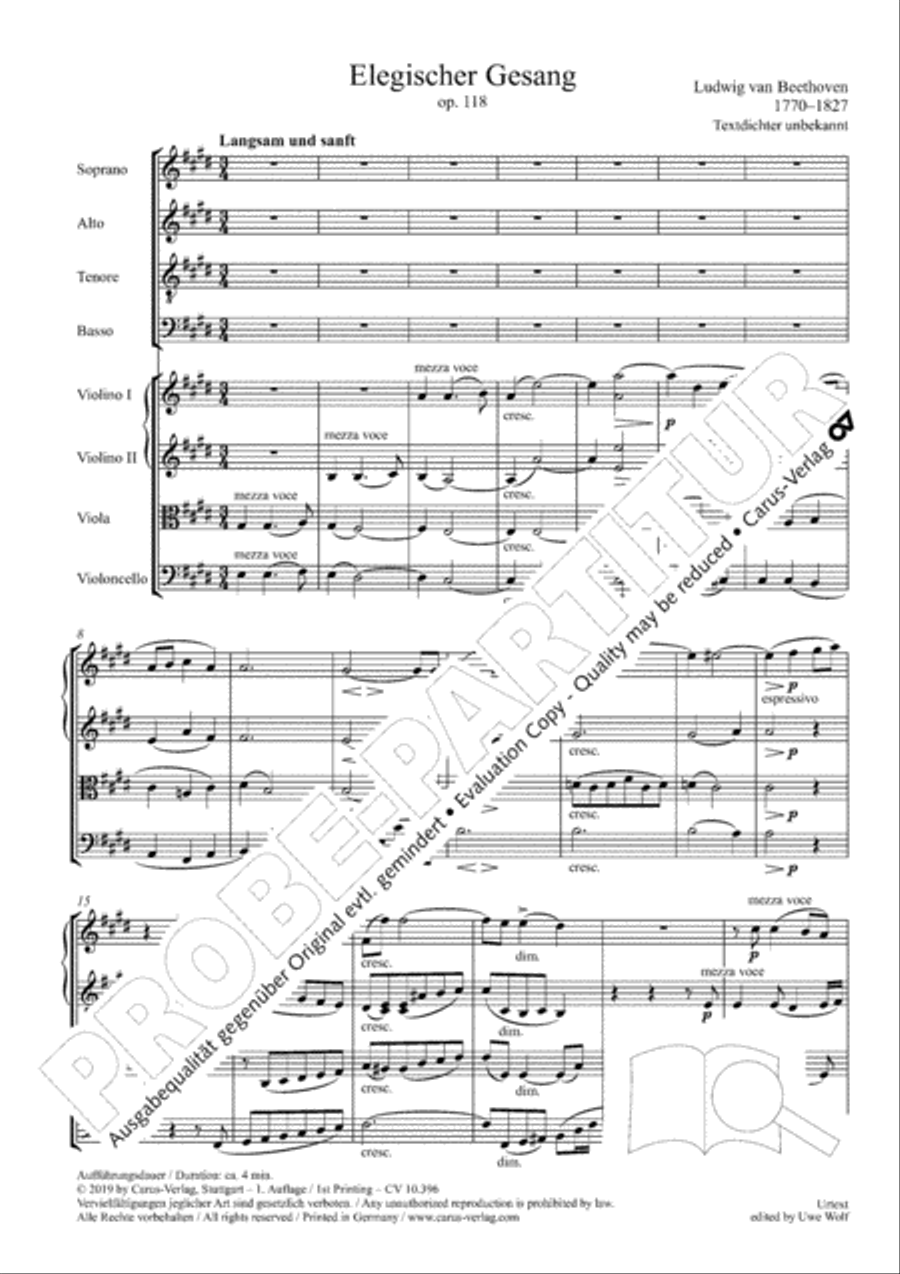 Elegiac Song 4-Part scores gallery preview page 5