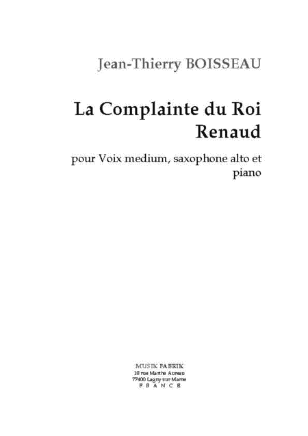 La Complainte du Roi Renaud