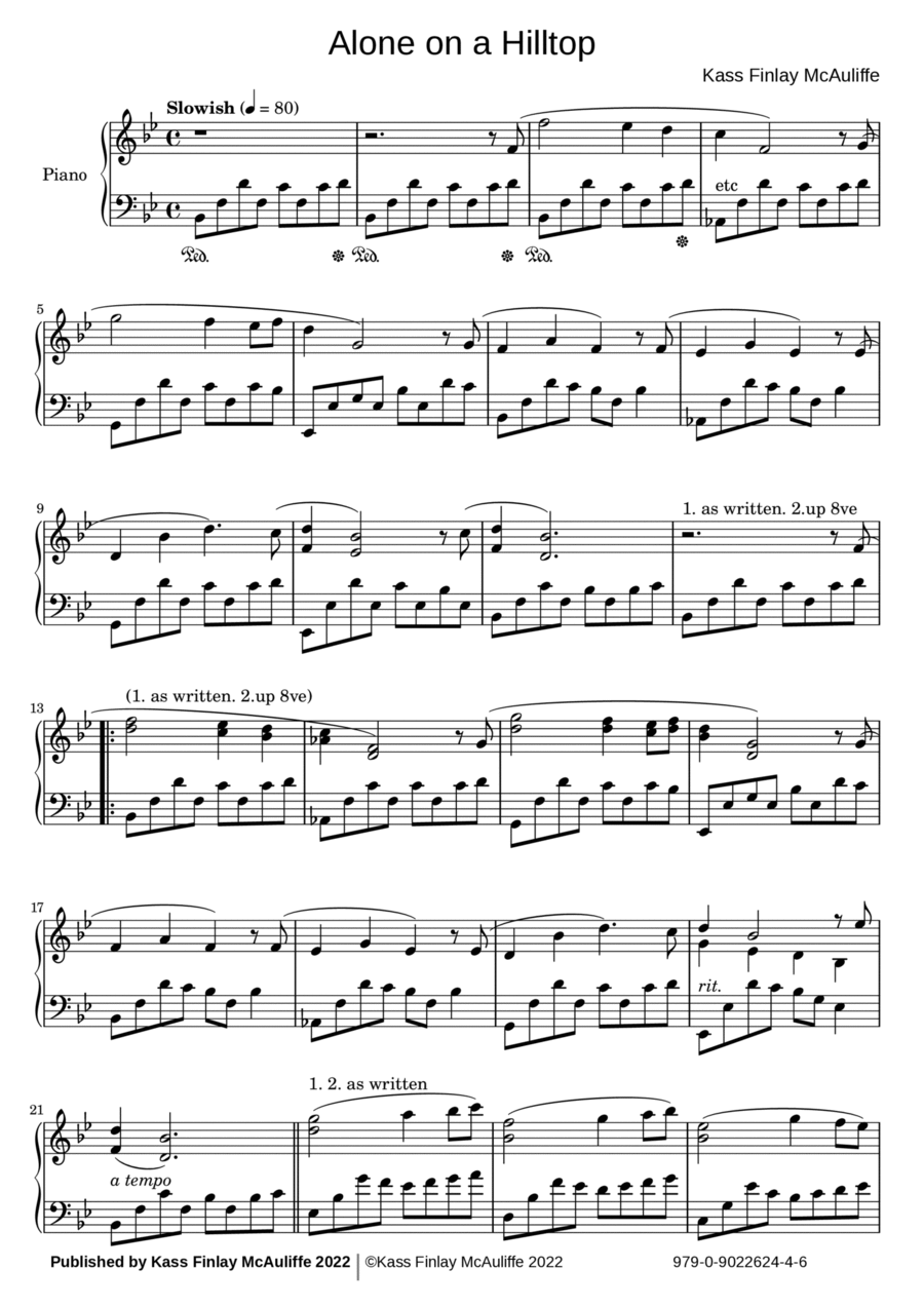 Alone on a Hilltop Alone on a Hilltop Piano Solo scores gallery preview page 1