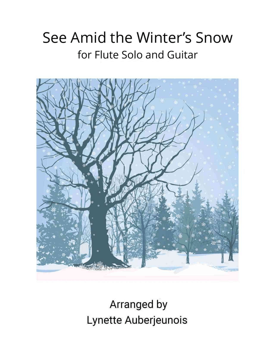 See Amid the Winter’s Snow - Flute Solo with Guitar Chords Chamber Music scores gallery preview page 1