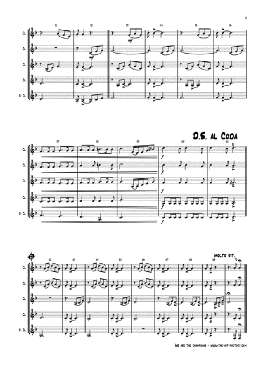 We Are The Champions Clarinet Quintet scores gallery preview page 3