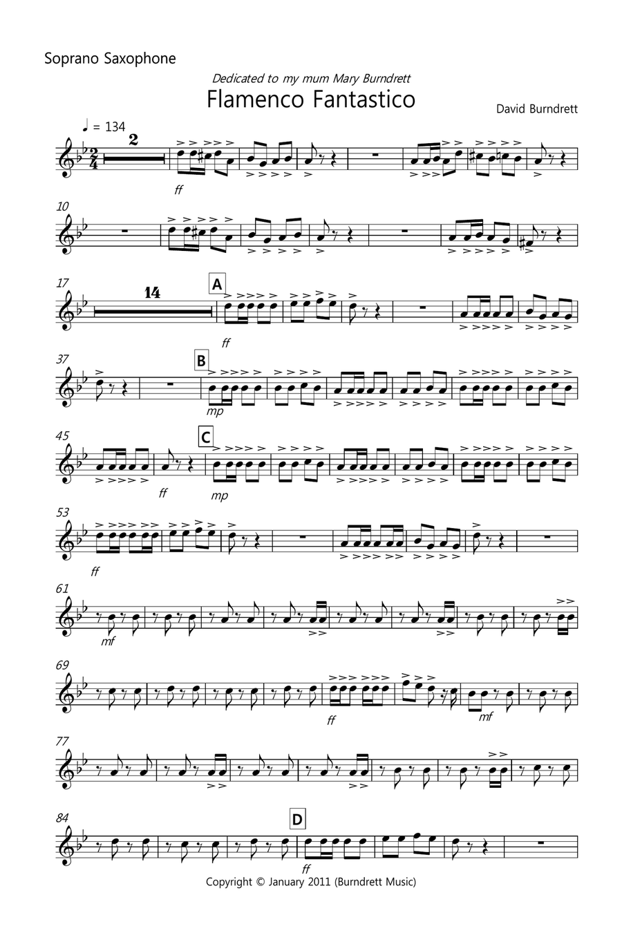 flamenco Fantastico for Saxophone Quintet Saxophone Quintet scores gallery preview page 4
