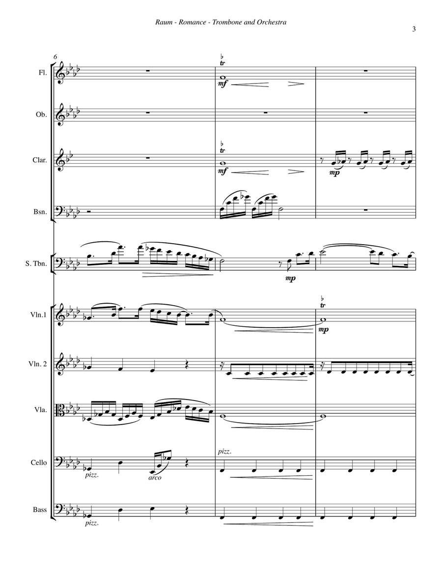 Romance for Trombone Solo and Orchestra Full Orchestra scores gallery preview page 3