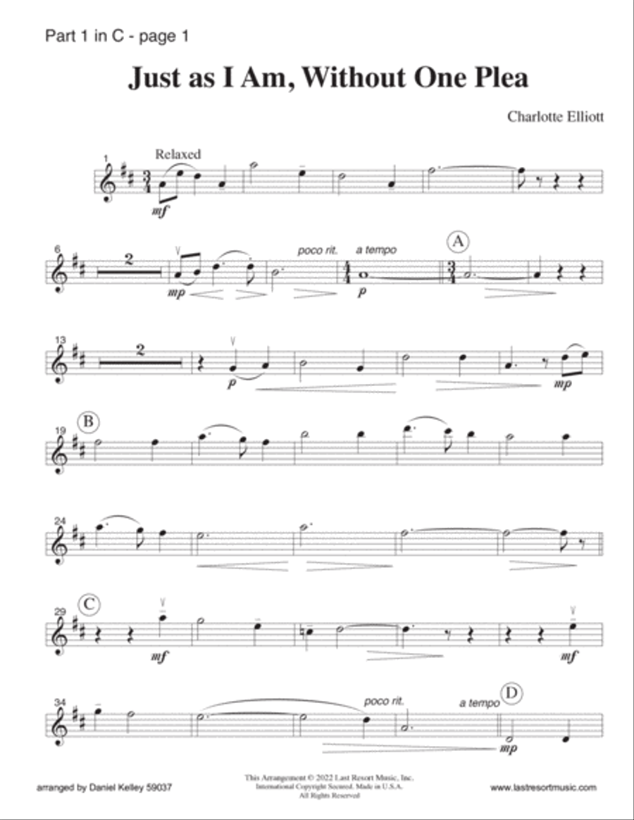 Just as I Am, Without One Plea for String Trio (or Wind Trio or Mixed Trio) Music for Three Small Ensemble scores gallery preview page 4