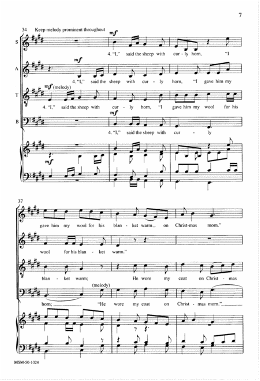 The Friendly Beasts 4-Part scores gallery preview page 5