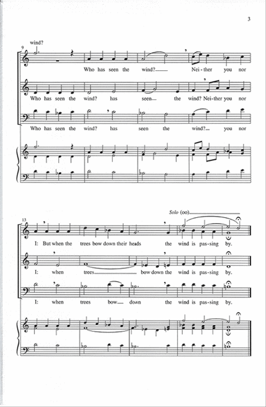 Who Has Seen the Wind? 3-Part scores gallery preview page 3