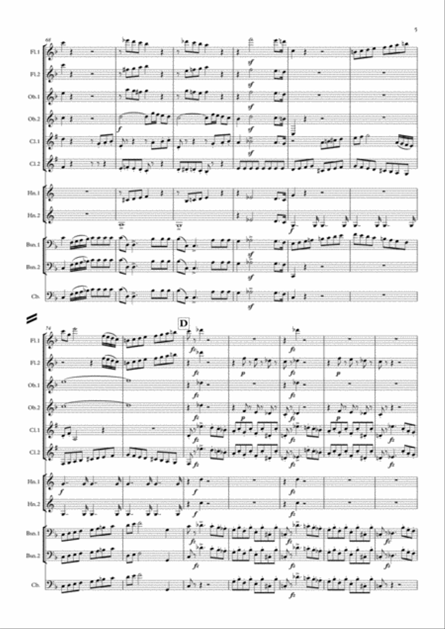 Rossini: The Barber of Seville Overture (extract) - symphonic wind dectet and bass Woodwind Quintet scores gallery preview page 5