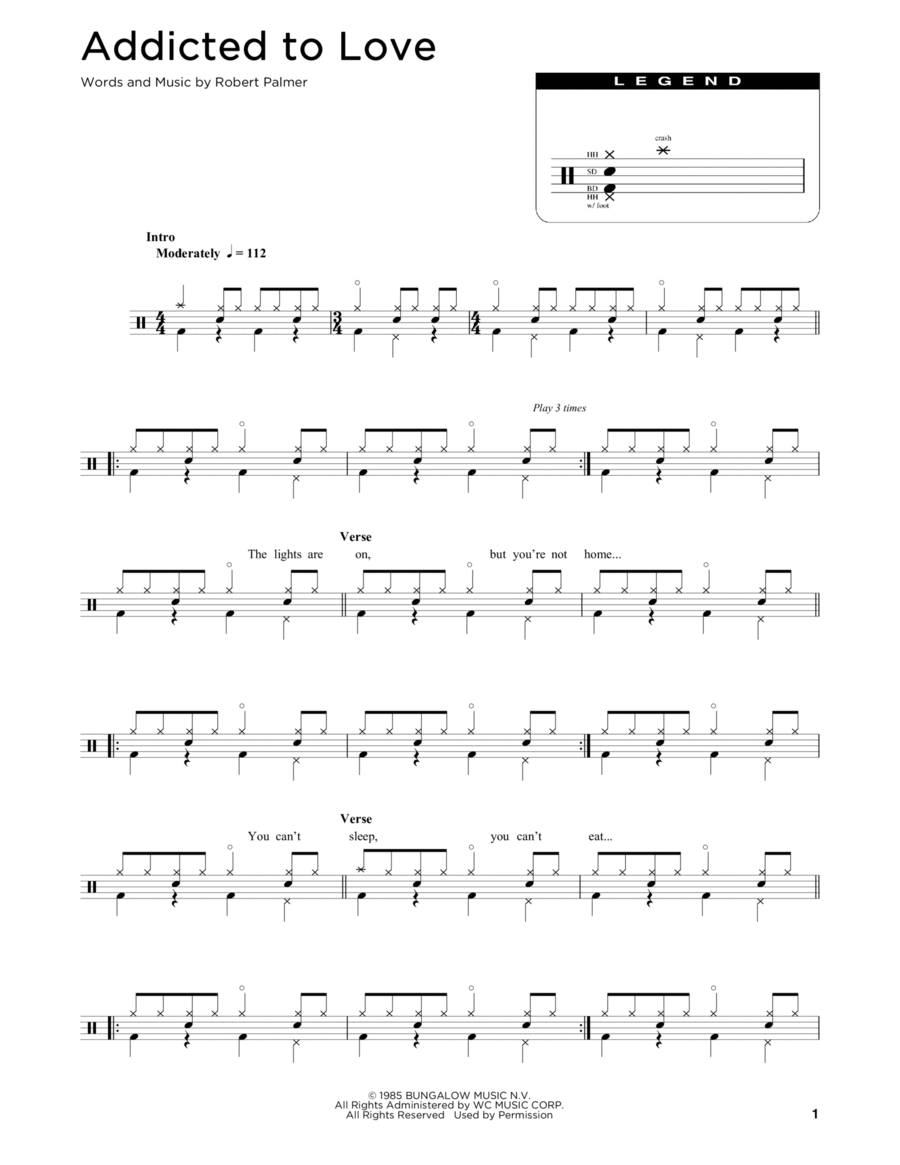 Addicted To Love Drum Set scores gallery preview page 1