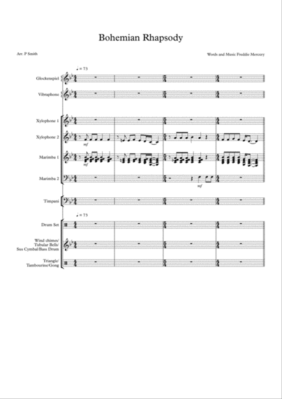 Bohemian Rhapsody Bohemian Rhapsody Percussion Ensemble scores gallery preview page 2