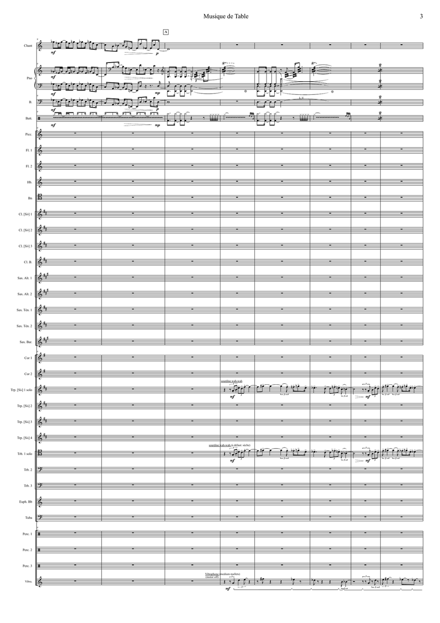 Musique de Table (Tafelmusik), for jazz quartet & wind band - score