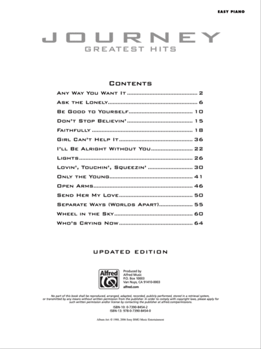 Journey -- Greatest Hits Easy Piano scores gallery preview page 2