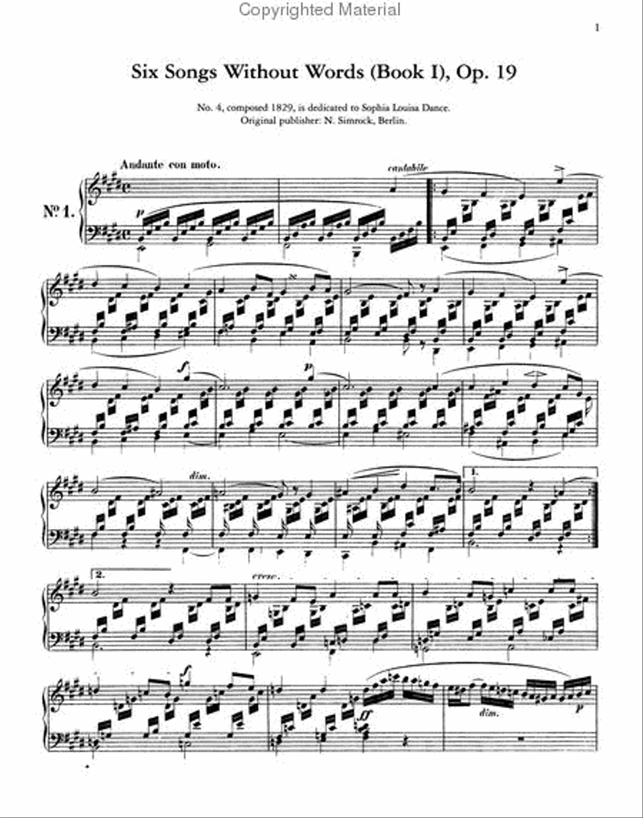 Complete Songs Without Words for Piano Piano Solo scores gallery preview page 2