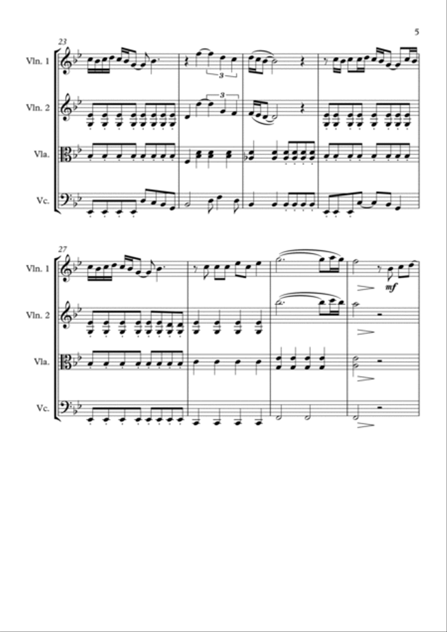 She's The One String Quartet scores gallery preview page 5