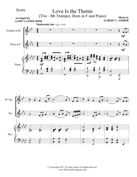 LOVE IS THE THEME (Trio – Bb Trumpet, Horn in F & Piano with Score/Parts) image number null