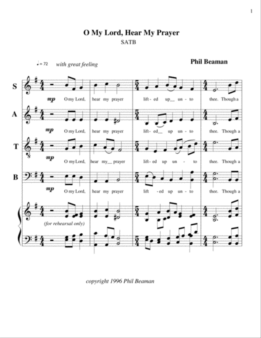 O My Lord, Hear My Prayer - SATB image number null