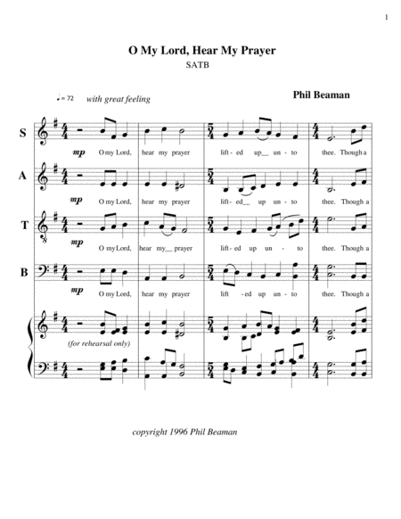 O My Lord, Hear My Prayer - SATB image number null