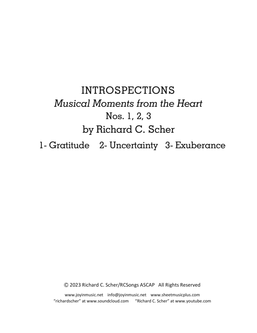 INTROSPECTIONS: Musical Moments from the Heart, Nos. 1, 2, 3 image number null