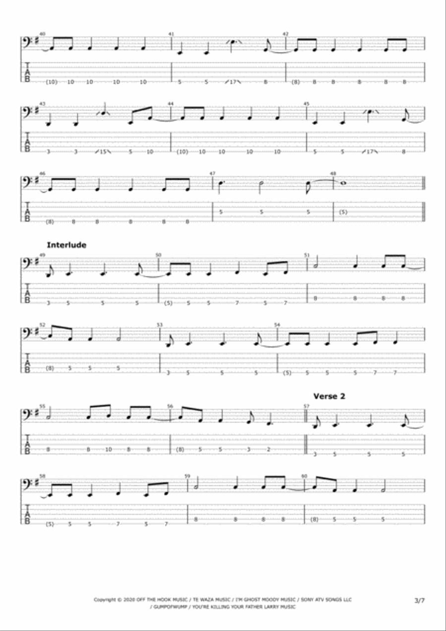 When The Seasons Change Bass Guitar scores gallery preview page 3