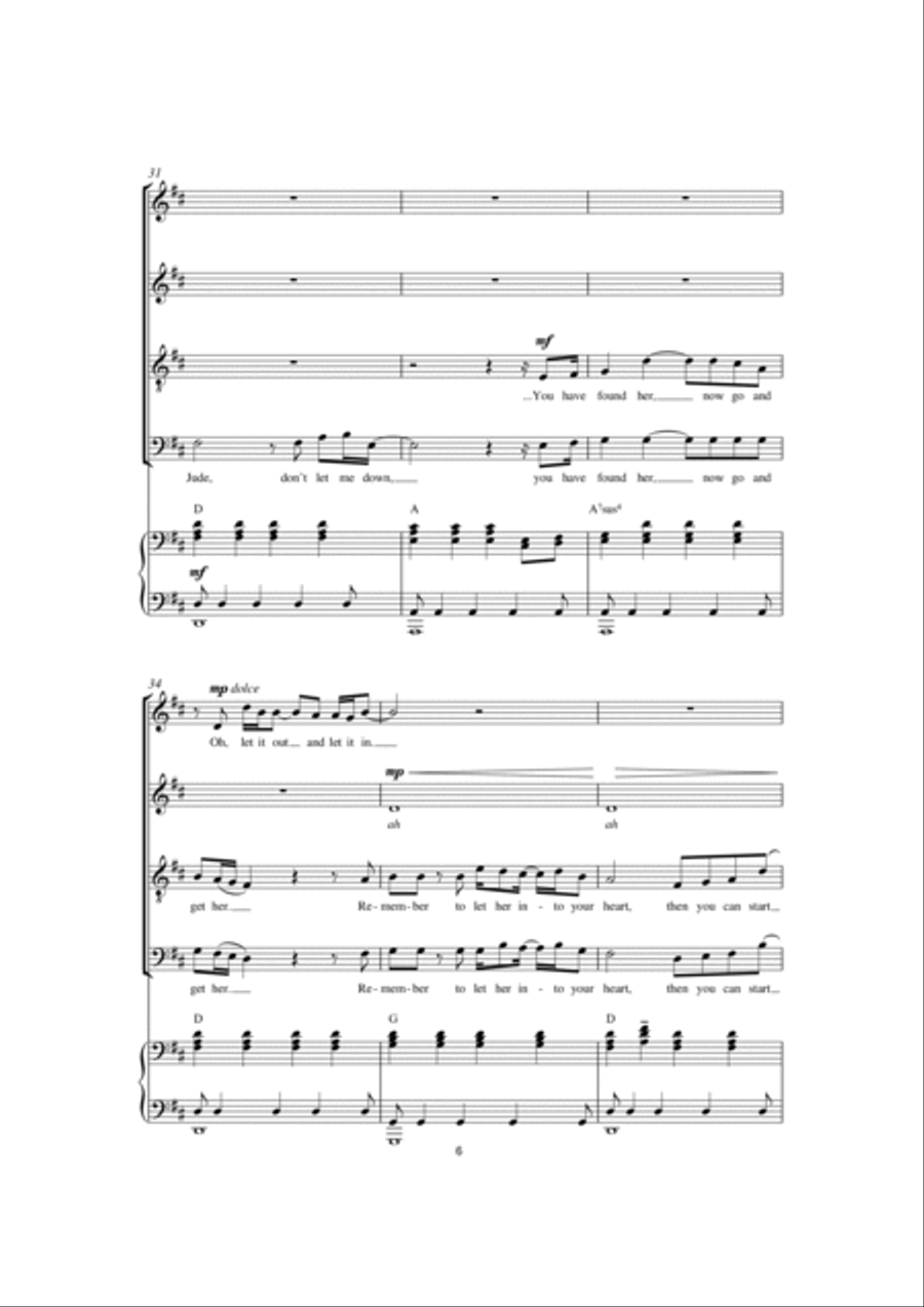 Hey Jude (arr. Jeremy Birchall) 4-Part scores gallery preview page 6