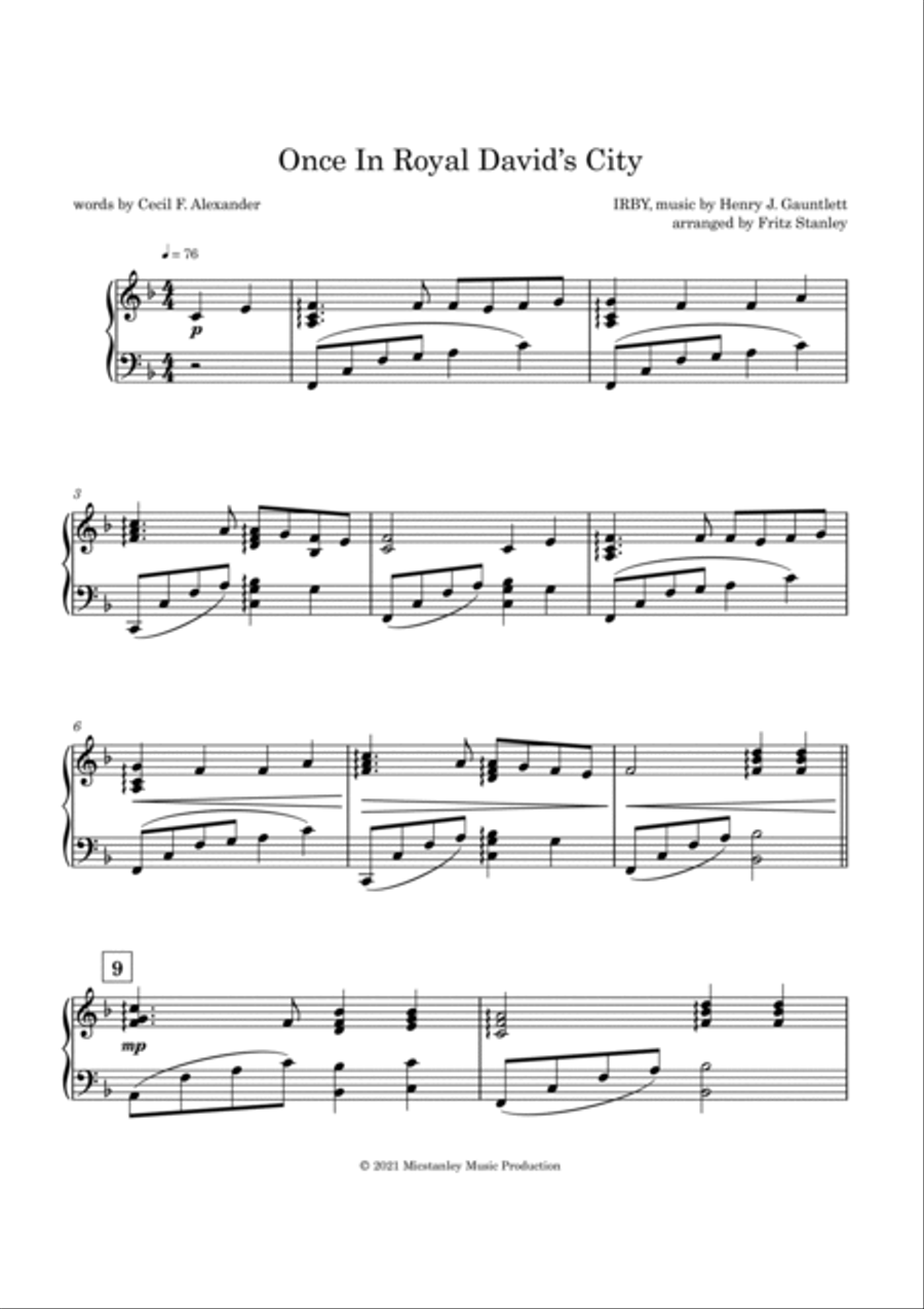 Once In Royal David's City - Piano Solo Piano Solo scores gallery preview page 2