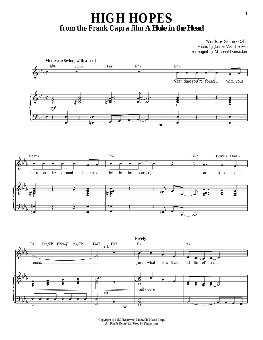 High Hopes Piano, Vocal scores gallery preview page 1