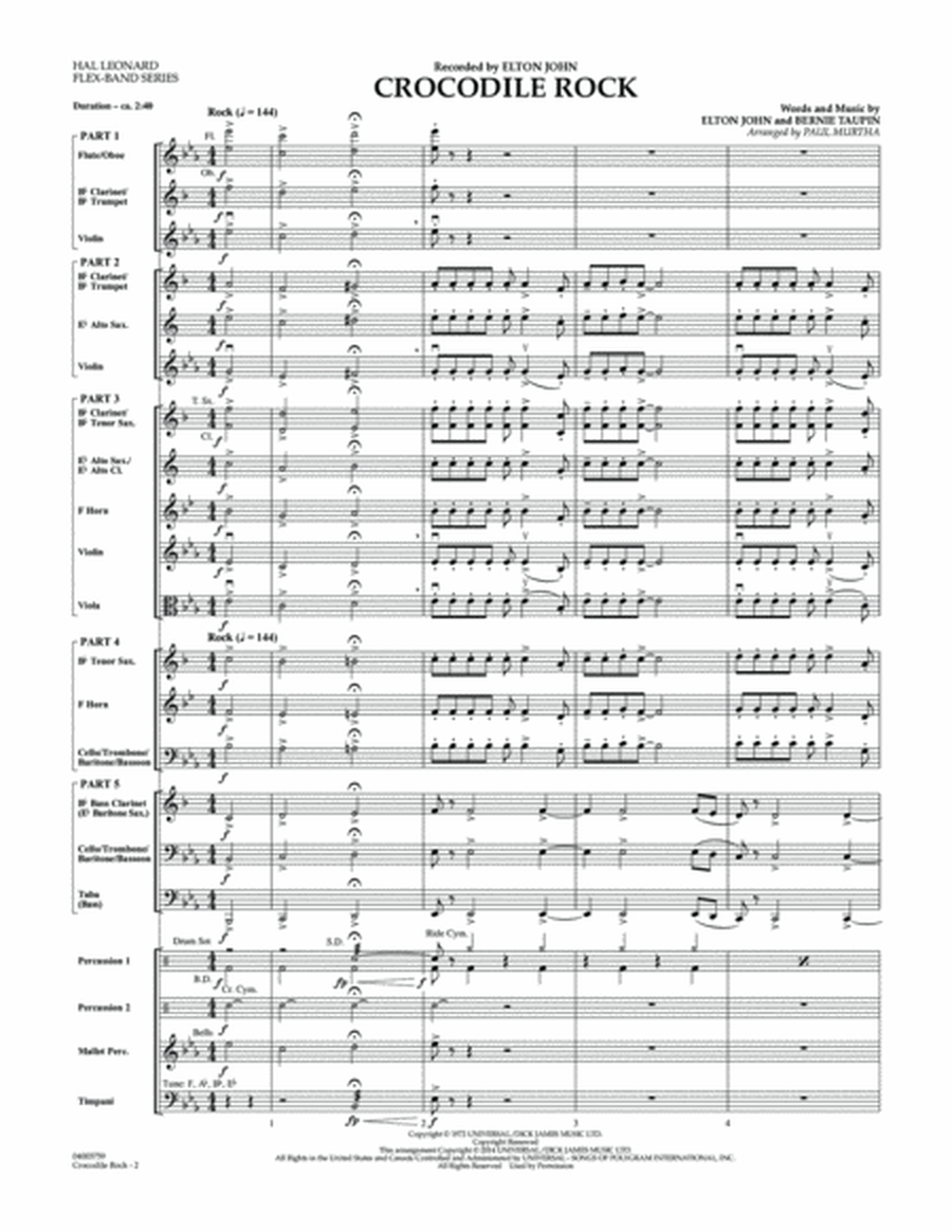 Crocodile Rock - Conductor Score (Full Score)