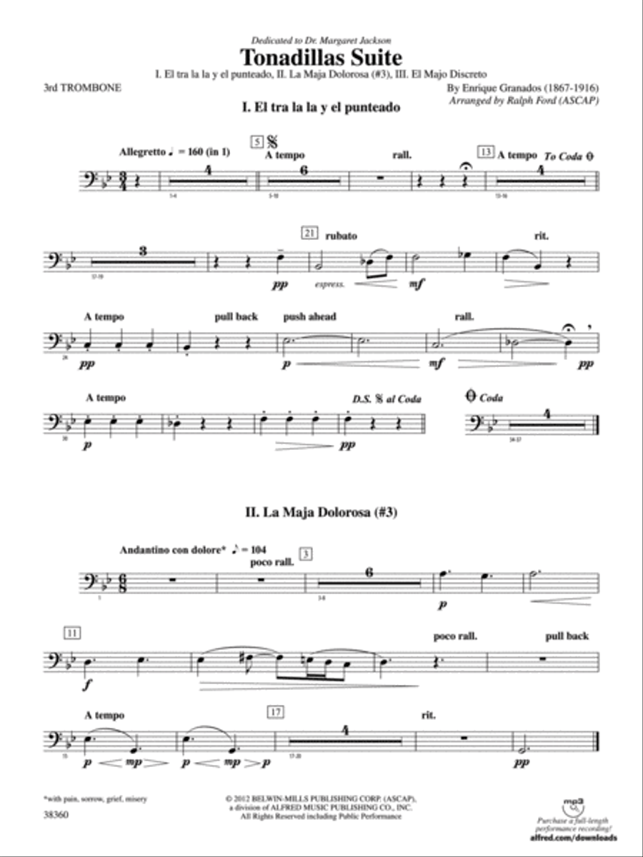 Tonadillas Suite: 3rd Trombone Concert Band scores gallery preview page 1