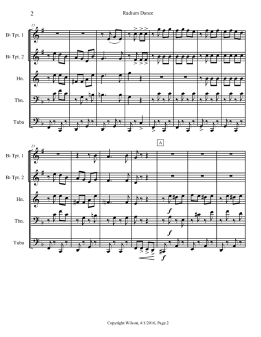 Radium Dance Brass Quintet scores gallery preview page 3