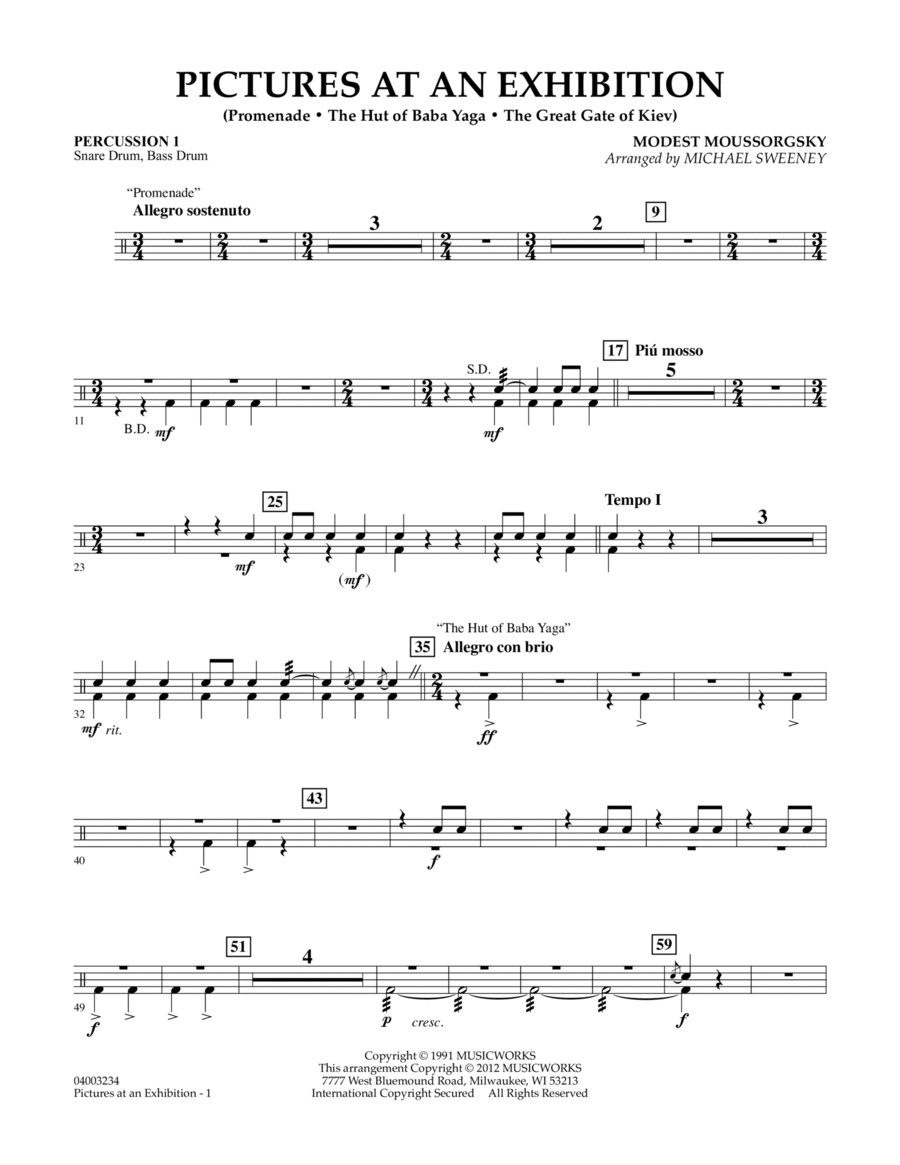 Pictures At An Exhibition (Excerpts) - Percussion 1 Concert Band scores gallery preview page 1
