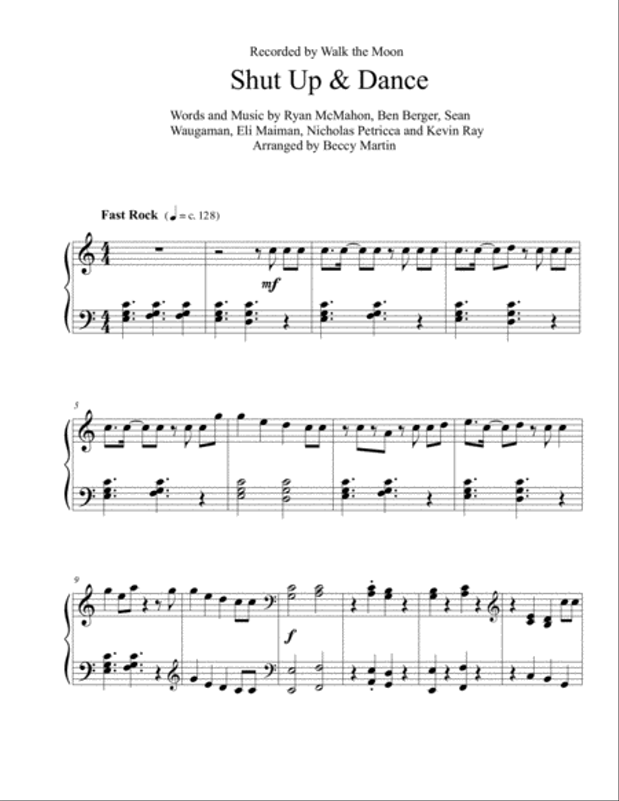 Shut Up And Dance Piano Solo scores gallery preview page 1