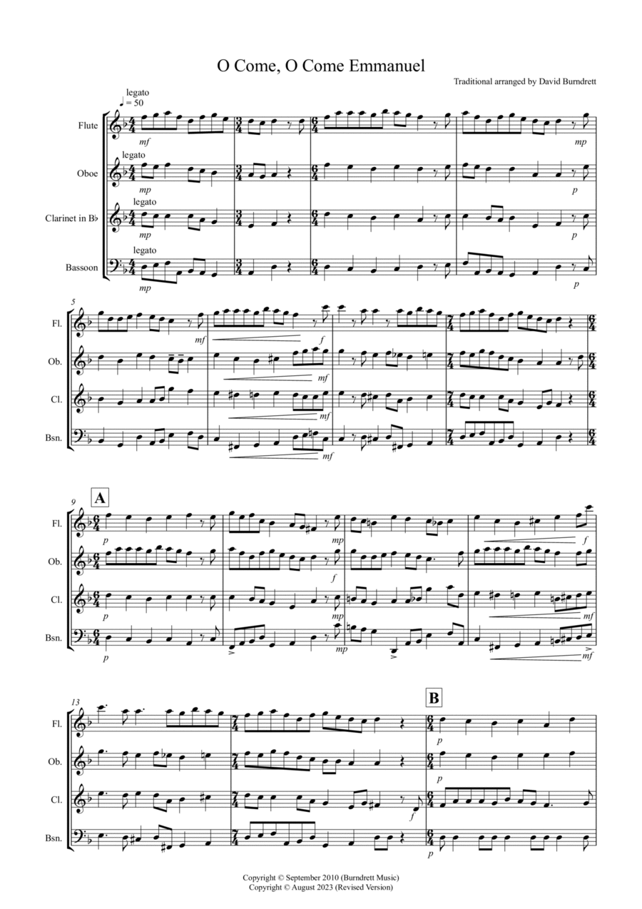 O Come, O Come Emmanuel for Wind Quartet O Come, O Come Emmanuel for Wind Quartet Woodwind Quartet scores gallery preview page 1