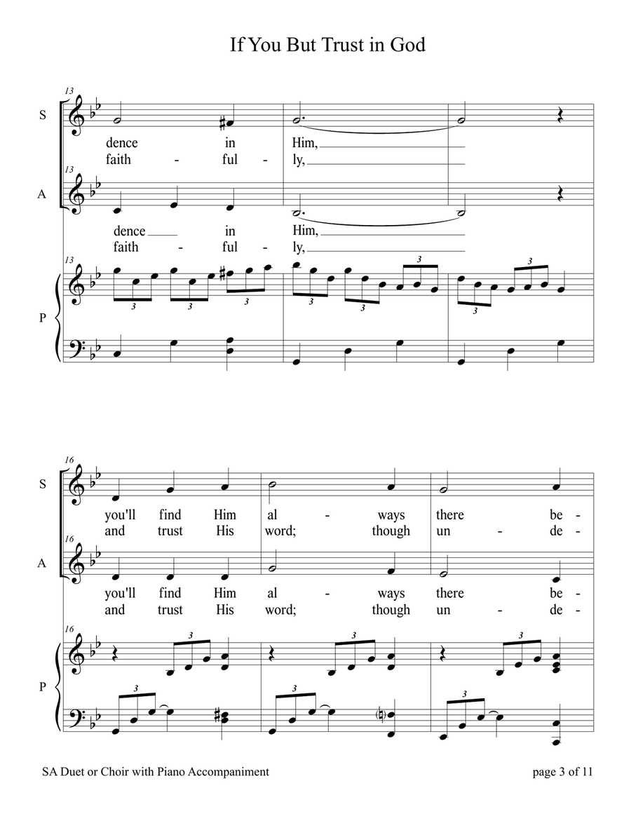 If You But Trust in God to Guide You (for SA Duet with Piano accompaniment) SA scores gallery preview page 3