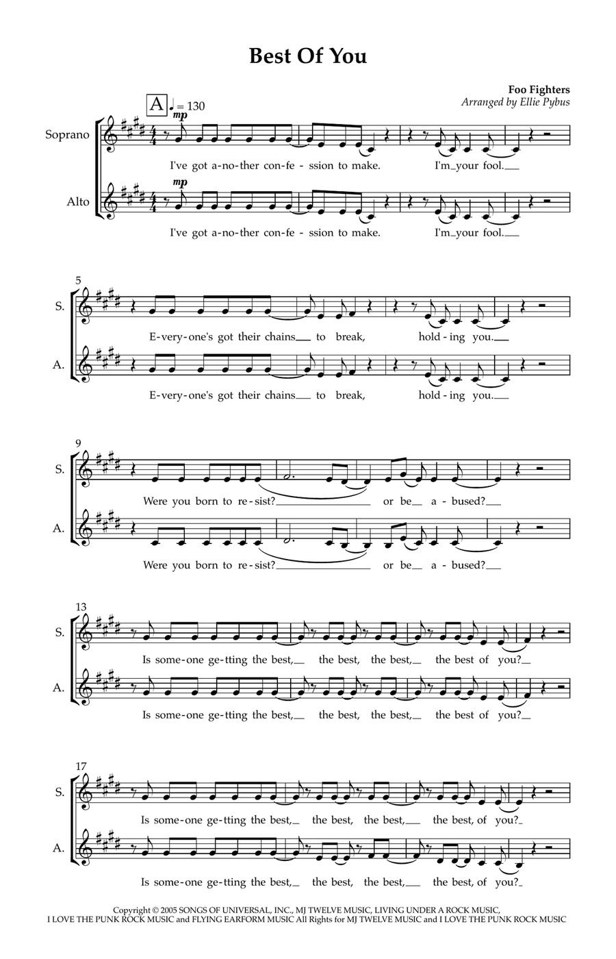 Best Of You Best Of You 4-Part scores gallery preview page 1
