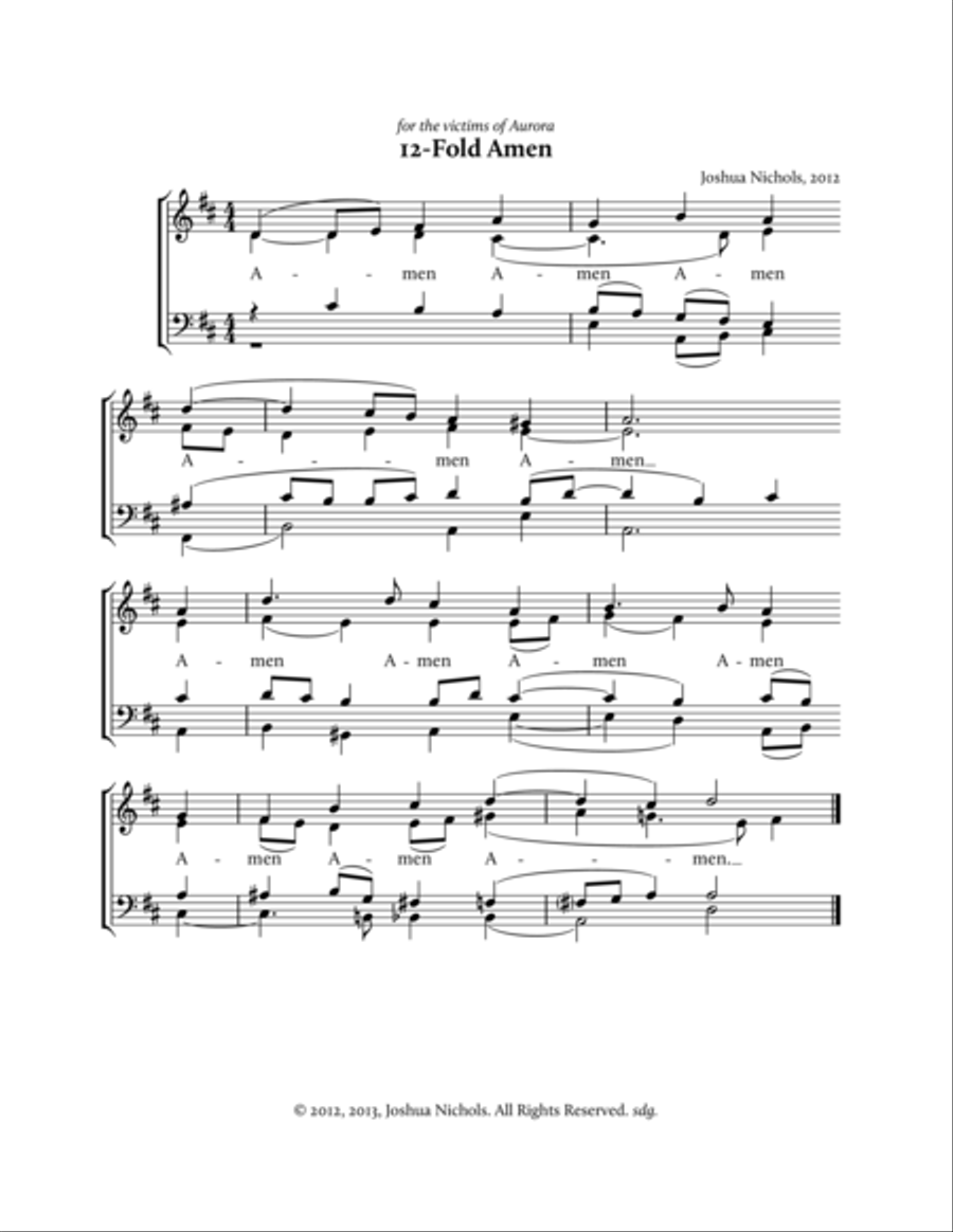 12-fold Amen 4-Part scores gallery preview page 1