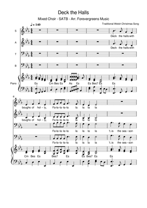 Deck the Halls - Welsh Christmas Traditional - SATB - Arr. Forevergreens Music