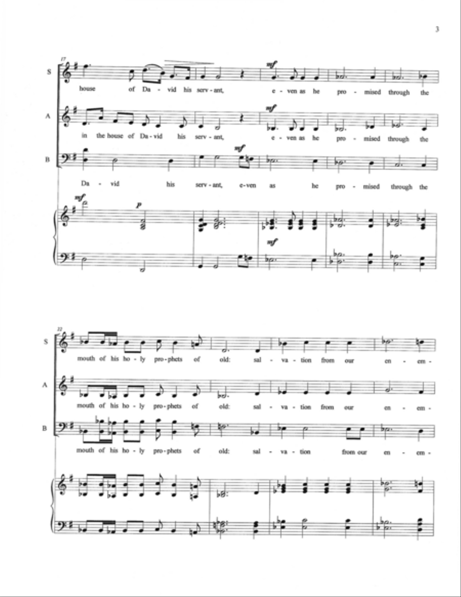 Benedictus (Canticle of Zechariah) 3-Part scores gallery preview page 3