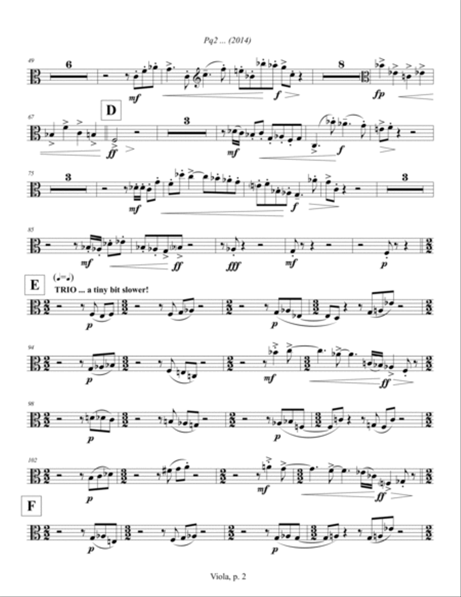 Pq2 ... (2014) for piano and string quartet, viola part Piano Quintet scores gallery preview page 2