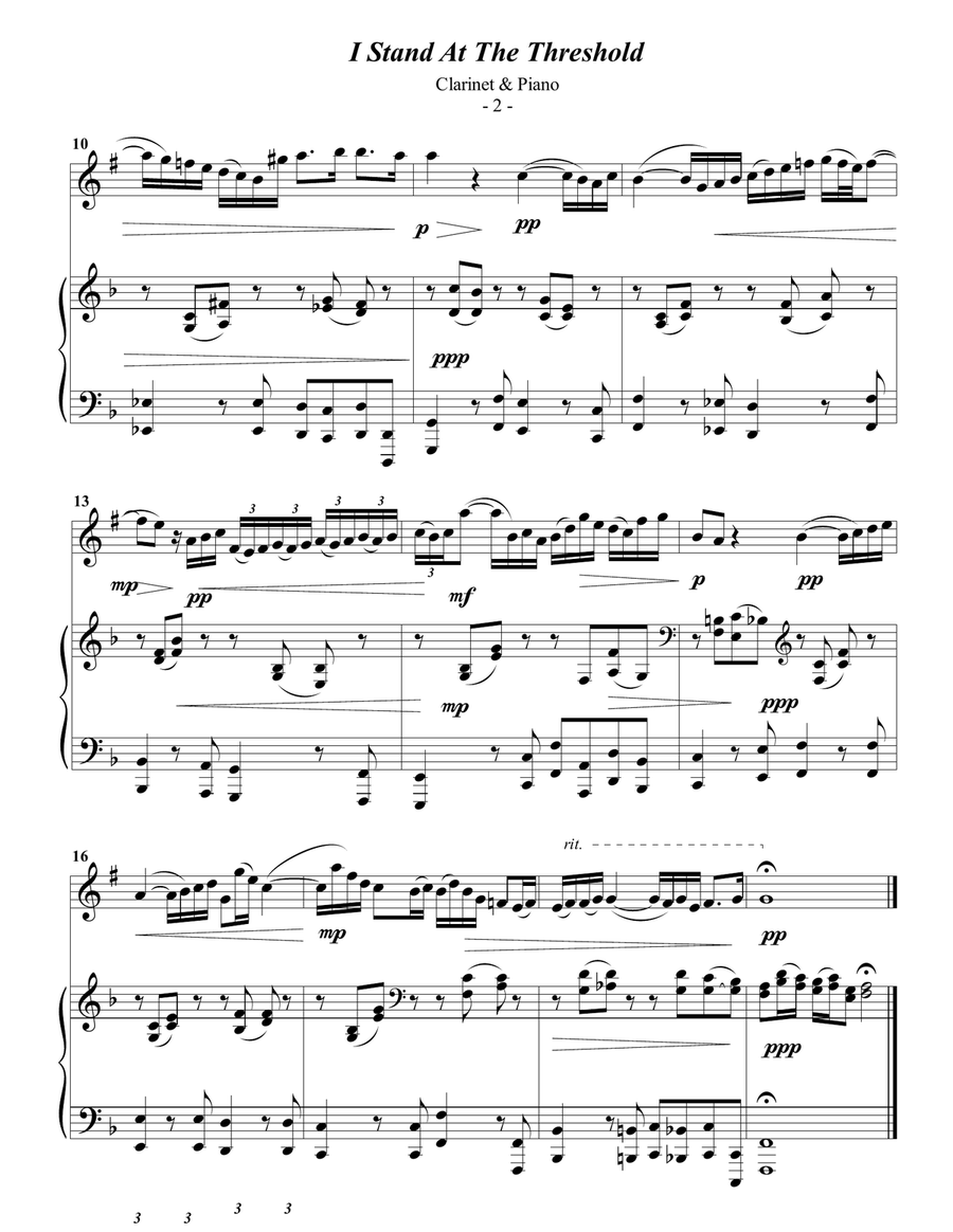 Bach: I Stand At The Threshold for Clarinet & Piano B-Flat Clarinet scores gallery preview page 2