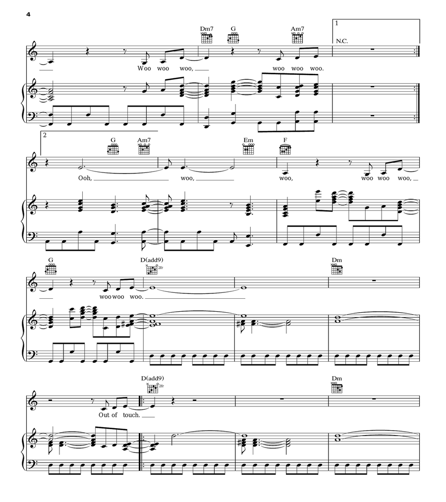Out Of Touch Piano, Vocal, Guitar scores gallery preview page 4