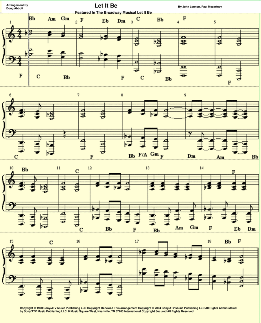 Let It Be Let It Be Piano, Vocal, Guitar scores gallery preview page 1