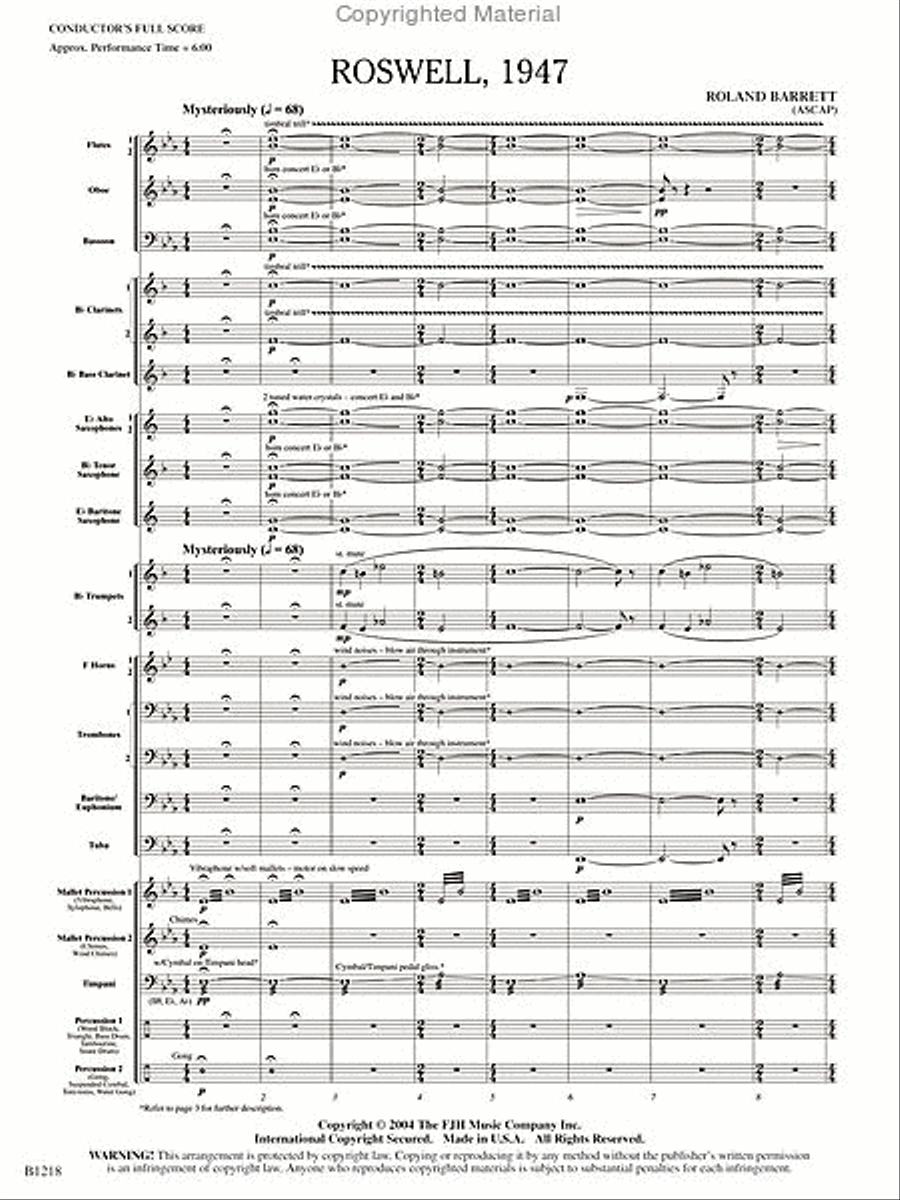 Roswell, 1947 Concert Band scores gallery preview page 2