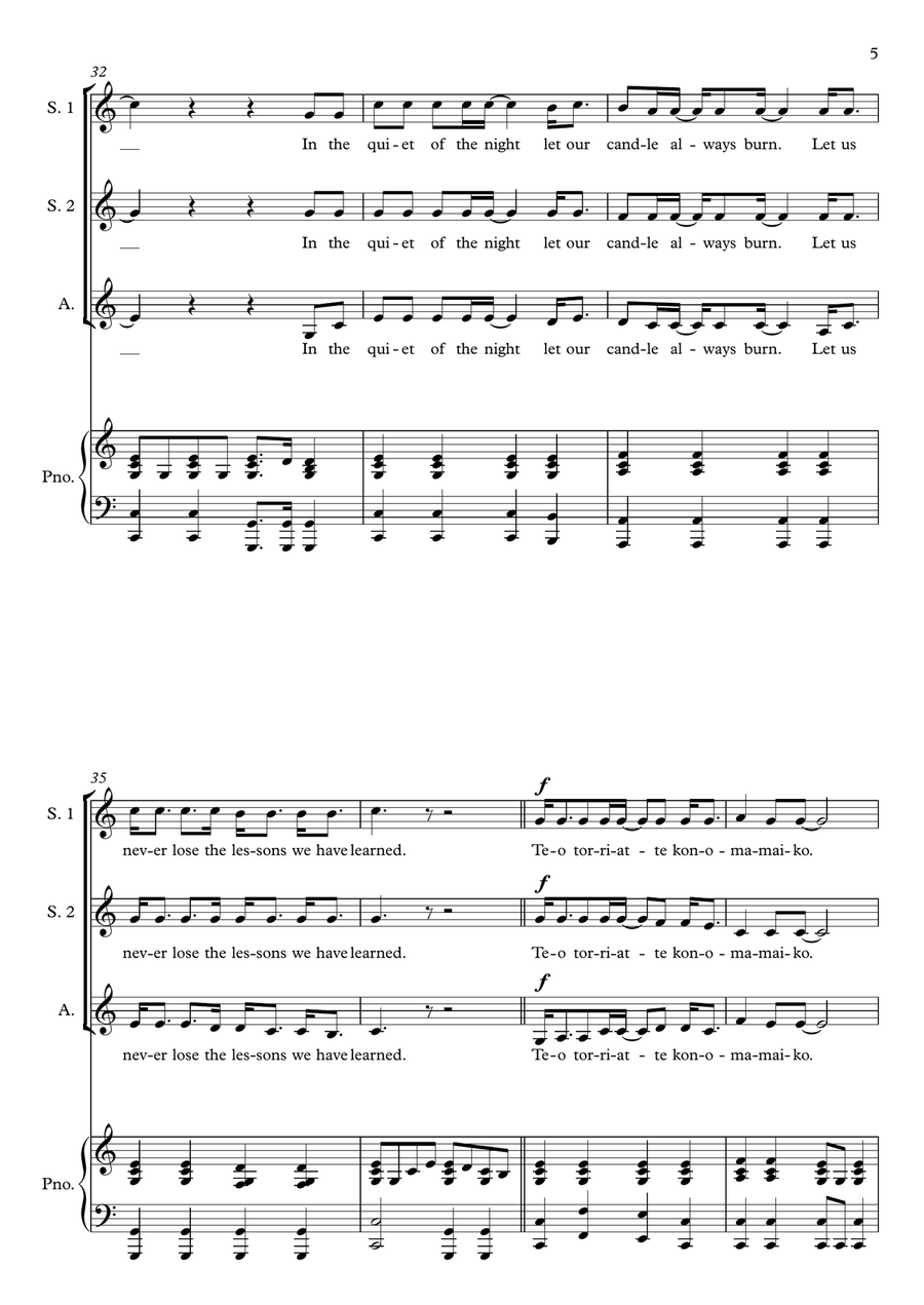 Teo Torriatte (let Us Cling Together) SSA scores gallery preview page 5