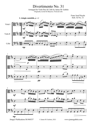 Book cover for Haydn: Divertimento No. 31 for Viola Duo & Cello