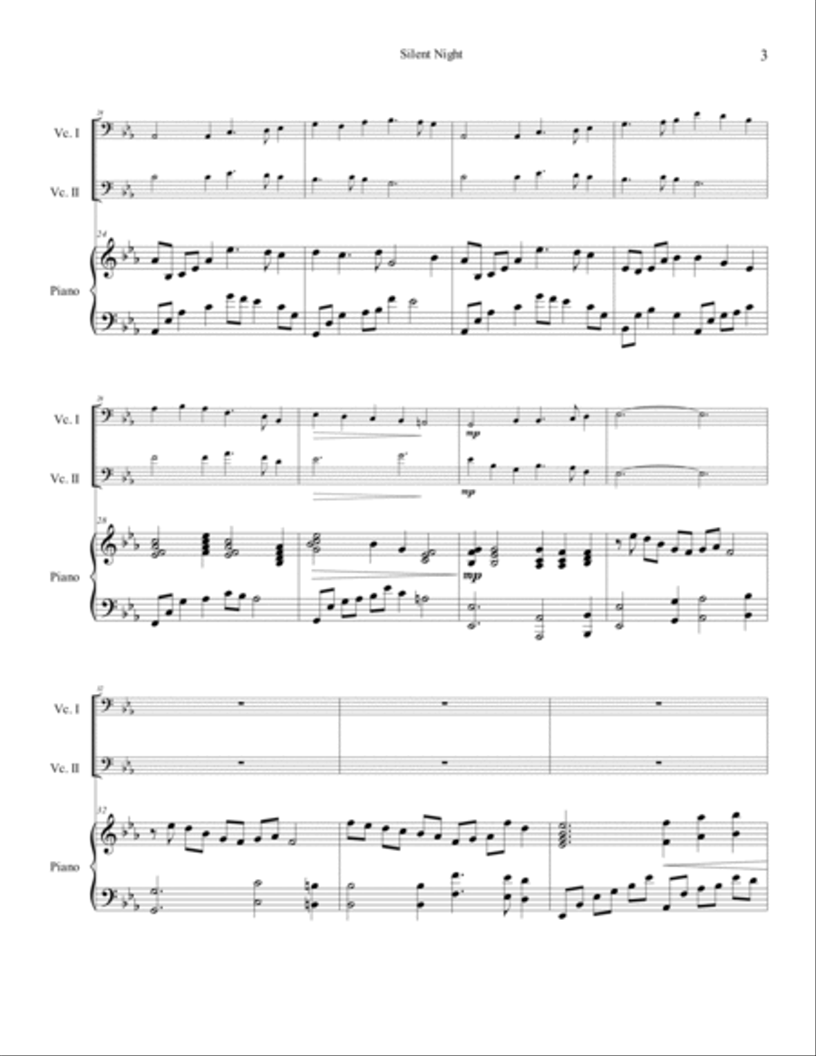 Silent Night Cello duet in E flat String Duet scores gallery preview page 3