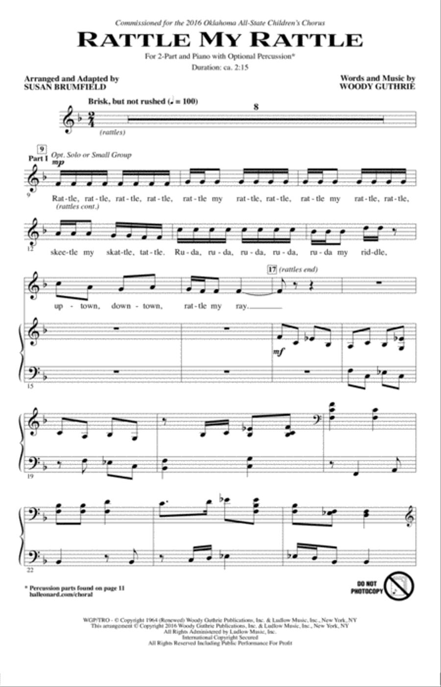 Rattle My Rattle (arr. Susan Brumfield) 2-Part scores gallery preview page 1