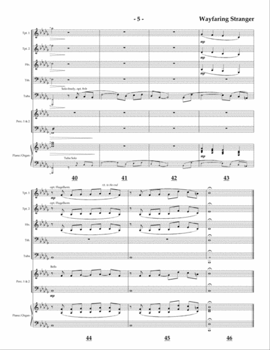 I Am a Poor Wayfaring Stranger for Brass Quintet Brass Quintet scores gallery preview page 5